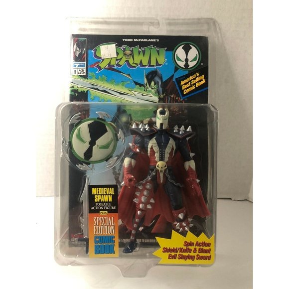 Spawn Series 1 Medieval Action Figure w/Comic Book Vintage 1994 McFarlane Toys - Picture 1 of 3